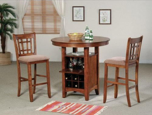 3PC Oak Bar Table Stools Set