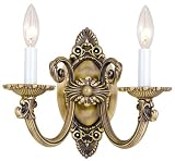 Antique Brass 11 1/2 High Two Light Wall Sconce