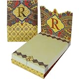 R Monogram Punch Studio Paisley 75-Page mini notepad - magnetic closure jewel on tab