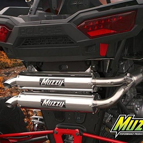 2015 POLARIS RZR XP1K & XP1K-4 MUZZYS DUAL EXHAUST BRUSHED CANS