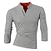 jeansian Mens Dress Casual Slim Fit Long Sleeve POLO T-Shirts D307