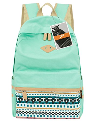 Leaper Casual Lightweight Canvas Laptop Bag Cute School Backpack Travel Bag (Large, Water Blue)