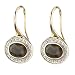 14K Yellow Gold Diamond Framed Oval Smoky Topaz Earrings