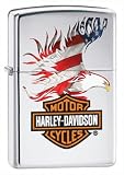 Zippo Harley Davidson Lighter With American Patriotic Eagle High Polish Chrome Finish