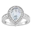 14K White Gold Aquamarine and Diamond Ring