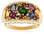 14k Yellow Gold Multi-Gemstone Cocktail Ring, Size 7