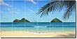 "Paradise Rainbow" by Thomas Deir - Tropical Seascape Glass Tile Wall Floor Mural 18" x 36" Kitchen Shower Backsplash