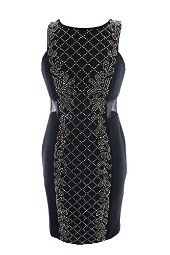 Xscape Black Sleeveless Illusion Beaded Sheath Dress 8