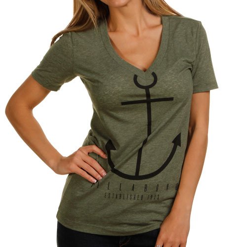 Billabong Anchored Juniors Heathered V-Neck Tri-Blend T-Shirt - Olive