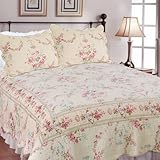 [Sweet Princess] 100% Cotton 3PC Embroidered Intricate Stitching Quilt Set  ....
