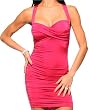 PINK RUCHED SEXY COCKTAIL FITTED X BACK MINI DRESS