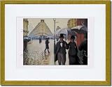 Gold Framed/Matted Print 17x23, Paris Street; Rainy Day