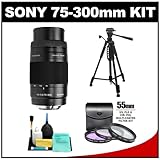Sony Alpha 75-300mm f/4.5-5.6 Zoom Lens with Tripod + 3 UV/CPL/FLD Filter S ....