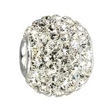 beads SilberDream Glitzer Bead Swarovski Kristall weiß Shiny SilberDream Silber Beads für Bettelarmbänder GSB201