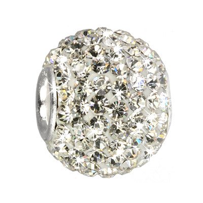 SilberDream Glitzer Bead Swarovski Kristall weiß Shiny SilberDream Silber Beads für Bettelarmbänder GSB201 Beads