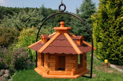 XXL Vogelhaus mit Gauben Nr16 Dach rot und Bügel zum aufhängen von Vogelhaus, Nistkasten, Vogelhäuschen, Futterhaus, Vogelvilla und Vogelhäusern, feuerverzinkt und pulverbeschichtet, rostfrei, hängend