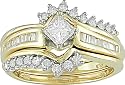 14K Yellow Gold 3/4 ctw Diamond Wedding Ring Set