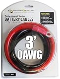 Power Bright 0-AWG3 0 AWG Gauge 3-Foot Professional Series Inverter Cables 3000-4000 watt