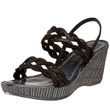Versani Womens 14210 Wedge Sandal,Black,6 M US - Womens Shoes Sandal