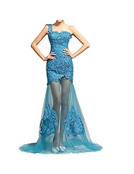  Mesh Beaded Lace Mermaid One Shoulder Full Length Polyester Sweetheart  Ball Gown Evening Dress/Prom Dress/Maxi Dress 