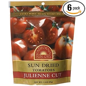 California Sun-Dry Sun Dried Tomatoes (Julienne Cut), 3-Ounce Pouches (Pack of 6)