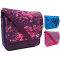 New Womens Girls Floral Flowers School College Work Uni Messenger Shoulder Bag (Pink/Purple/Blue)