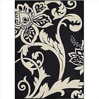 570110Monterey Floral Black Contemporary Rug Size: 3'3 x 5'