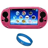 Magenta Premium Protective Silicone Skin Cover for New Sony PSP Vita Portable Handheld Gaming Device + SumacLife TM Wisdom*Courage Wristband