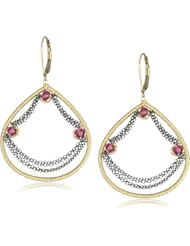 Dana Kellin Dark Silver Chain and Gold Fill with Pink Quartz Swag Drop Earrings
