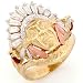 14K Tri Color Gold CZ American Indian Chief Mens Ring