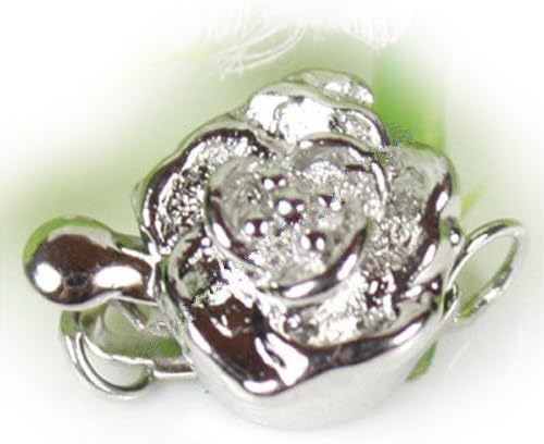 GEM-inside 1 Strand White Gold Plated Simulated Pearl Flower ecklace Clasp Shortner Finding Connector