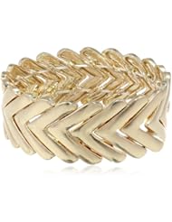 Gold Tone Chevron Stretch Bracelet, 7.5"