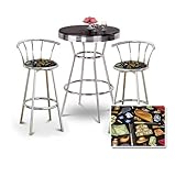 Chrome Bar Table & 2 Chrome 29" Camping Equipment Fabric Seat Barstools