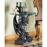 24" Gothic Medieval Armor Gargoyle Dragon Glass-topped Sculptural Table