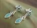 Fashion earrings 763 blue floral and drop on silver colour metal