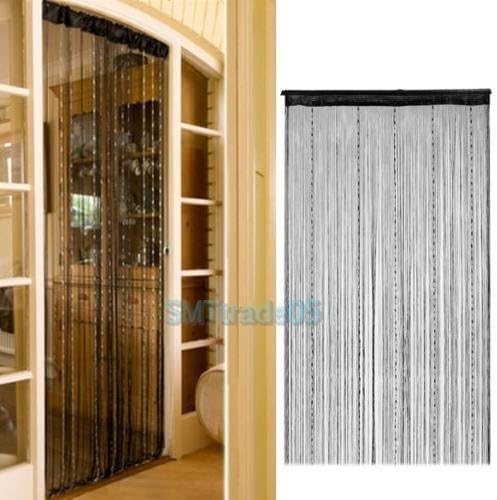 Decorative String Curtain Beads Wall Panel Fringe Room Door Window Divider Black