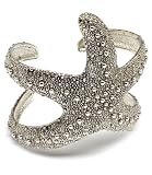 Silvertone Sea Lovers Starfish Cuff Bracelet Fashion Jewelry
