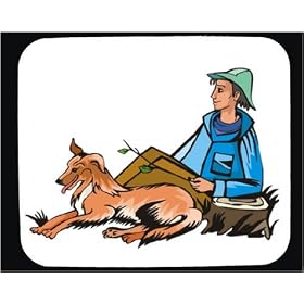 Mouse Pad with man, sheepherder, human, body, foot, individuals, individual, domestic, persons, dogs, herder, shepherd, humans, people, sheepman, person, dog