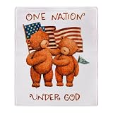 Stadium Throw Blanket One Nation Under God Teddy Bears with US Flag