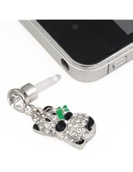 World Pride Cute Gold Crystal Panda 3.5mm Earphone Jack Ear Plug for iPhone iPad HTC