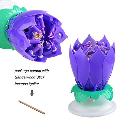 Blogger New Generation Birthday Lotus Candles Amazing Singing Rotating Musical Lotus Flower Luminous Candles Romantic Party Surprised Gift Light for Birthday (Purple)