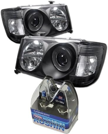 Carpart4u Mercedes Benz W124 E-Class 1PC Halo Projector Headlights & Koshin Platinum White Halogen Light Bulbs package
