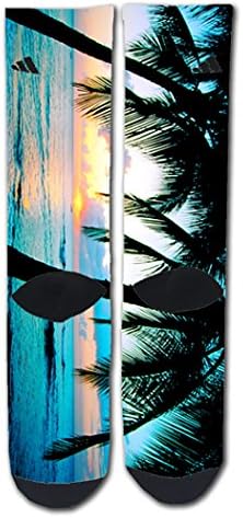 Custom Socks Elites Style Athletic Crew customized - Beach Palm Trees
