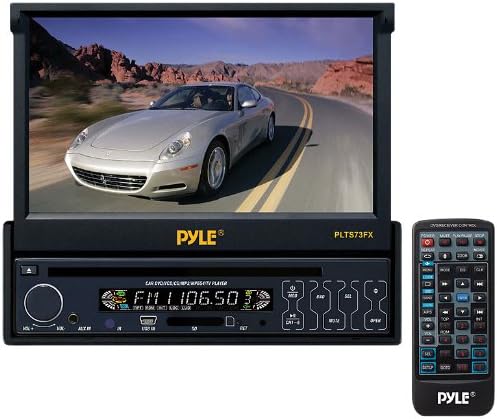 PyleSingle DIN In Dash Car Stereo Head Unit w/ 7inch Flip Out Touch Screen Monitor, Remote - Audio Video Receiver System with Radio, Camera and CD DVD Player Input, MP3, USB, SD Reader - PLTS73FX