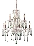 9 Light Chandelier In Rust And Lime Crystal