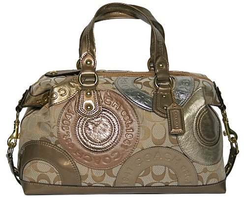Coach Limited Edition Pieced Patchwork Ashley Sabrina Satchel Bag Purse Tote 15474 Gold Multi