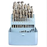 SHINA 25pcs ハードタングステンコバルト 高速度鋼 ドリル ビット 1mm---13mmの銅、アルミニウム、ステンレス鋼製の鉄ドリル For 電動ドリル