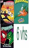 super heroes 6 vhs: Super Powers Collection - Aquaman, Batman Beyond: School Dayz, Superman - Mechanical Monsters, Spider-Man - The Return of the Green Goblin (Animated Series), Cartoon Favorites-Superman, superman vol 2