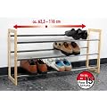 Schuhregal, Schuhablage ausziehbar, Material: verchromtes Metall, Holz