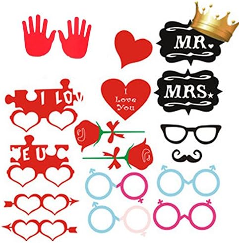 Mr&amp; Mrs,I Love U sign -Wedding party Photo Booth Prop Kits-18 count
